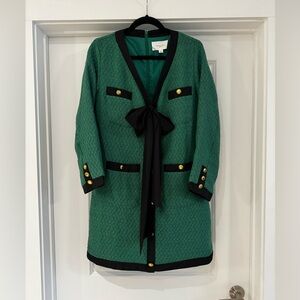 Pomander Place Green Coco Tweed Bow Dress